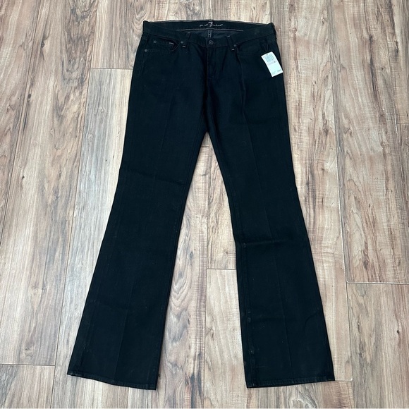 NWT 7 For All Mankind Black Boot Cut Jeans Stretchy • Size: 32x35 - Picture 7 of 12